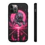 Chrome Lion Phone Case, Neon Grid Katakana Pride Tough Cover