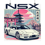 NSX Poster JDM Classic Car Tokyo Temple Cherry Blossom Wall Art