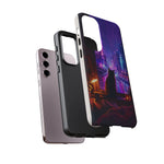 Lo-Fi Cat Neon Rain Window Vaporwave Art Tough Phone Case