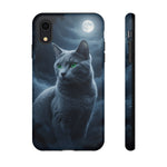 Russian Blue Cat Silver Moonlight Art Tough Phone Case