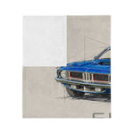 1973 Cuda Muscle Car Blanket | Blue Barracuda Microfiber Throw