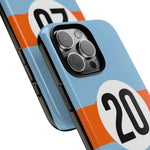 Copy of Blue Orange Number 20 Retro Racing Stripe Tough Phone Case Cover