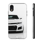 White Camaro Phone Case, ZL1 American Muscle Car Tough Cover for Men