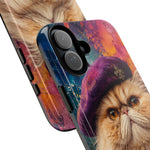 Persian Cat Beret Portrait Tough Phone Case - Painterly