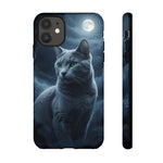 Russian Blue Cat Silver Moonlight Art Tough Phone Case