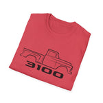 1956 3100 Pickup Black Outline Silhouette Emblem Classic Truck T-Shirt Chevy Fan Gift Tee