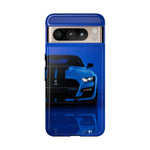 Blue Mustang Art Phone Case, GT500 American Muscle Car Tough Cover for Men