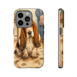 Guilty Basset Hound Phone Case, Muddy Watercolor Art Cover
