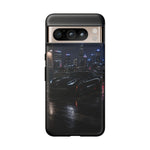 Black C7 City Skyline Rooftop Sports Car Tough Phone Case