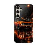 Orange Cuda Phone Case, Rainy City Night Muscle Car Tough Cover