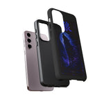 Glitch Wolf Howl Art Tough Phone Case - Blue Violet
