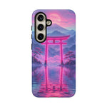 Neon Torii Gate Mountain Vaporwave Art Tough Phone Case