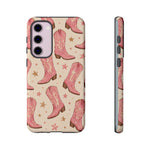Pink Cowboy Boots phone case | Western pattern | Pastel stars