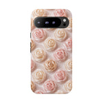 Silk Rose Phone Case, Blush Pink Floral Pattern Tough Cover, Gift