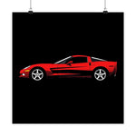 C6 Poster Red Chevy Sports Car Wall Art Print Modern Muscle Garage Decor