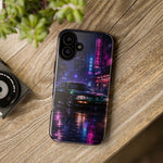 Neon City Night Prelude JDM Car phone case | Vaporwave rainy street