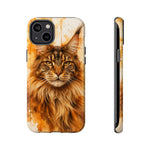 Maine Coon Watercolor Portrait Tough Phone Case - Amber Ears