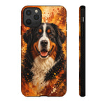 Bernese Mountain Dog Portrait Tough Phone Case - Warm Paint Splatter