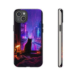 Lo-Fi Cat Neon Rain Window Vaporwave Art Tough Phone Case