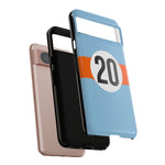 Copy of Blue Orange Number 20 Retro Racing Stripe Tough Phone Case Cover