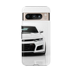 White Camaro Phone Case, ZL1 American Muscle Car Tough Cover for Men
