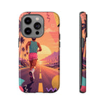 Retro Runner Sunset phone case | 80s Vaporwave jogging design