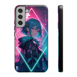 Anime Girl Phone Case Teal, Neon Kanji Calm Gradient Tough Cover