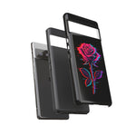 Glitch Rose Neon Phone Case Vaporwave Tough Cover
