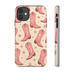 Pink Cowboy Boots phone case | Western pattern | Pastel stars