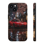 Red FD RX-7 Blossom Alley Tough Phone Case - Rain-Slicked Night