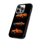 C3 Corvette Art Phone Case Orange, Three-View Vector Cover, Gift