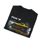 Yellow RX-7 Sports Car T-Shirt | Retro JDM Racing Illustration