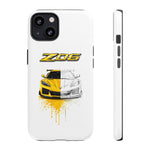 Z06 Corvette Phone Case, Yellow Sketch Reveal Chrome Cover