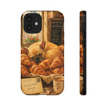 Sleeping French Bulldog with Croissants phone case | cute bakery scene
