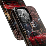 Red FD RX-7 Blossom Alley Tough Phone Case - Rain-Slicked Night