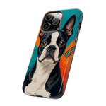 Boston Terrier Pop-Art Portrait Tough Phone Case - Teal Orange