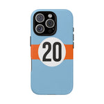 Copy of Blue Orange Number 20 Retro Racing Stripe Tough Phone Case Cover