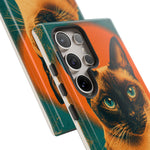 Siamese Cat Retro Halftone Portrait Case - Orange Teal Print