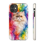 Persian Cat Watercolor Portrait Tough Phone Case - Rainbow