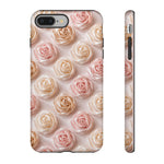 Silk Rose Phone Case, Blush Pink Floral Pattern Tough Cover, Gift