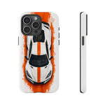 Z06 C8 Phone Case, White Top-Down Painterly Stripe Cover