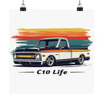 C10 Life Poster Chevy Pickup Retro Striped Truck Wall Art