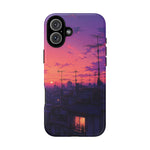 Anime City Rooftop Sunset Tough Phone Case Cover Gift Art