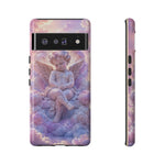 Cherub Cloud Throne Phone Case, Pastel Marble 3D Render Cover