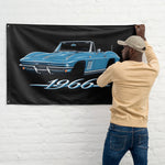 1966 Corvette Sting Ray Convertible Wall Flag Banner 34x56 Blue C2 Decor