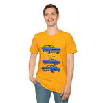 Blue 1966 GTO Muscle Car Trio Illustration T-Shirt | Classic Auto Shirt