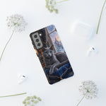 Regal Russian Blue Cat on Cushion Phone Case | Winter Castle Scene