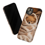 Pomeranian Puppy Burrito Phone Case, Cozy Blanket Portrait