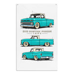 1964 C10 Turquoise Cream Top Banner 34x56 Garage Man Cave Wall Decor Gift