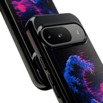 Cresting Wave Glitch Art Tough Phone Case - Blue Magenta